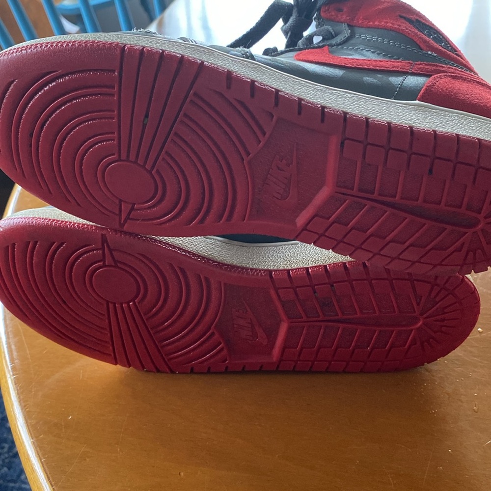 Air Jordan 1 mid sneakers - red suede and gray camouflage - Picture 6 of 8